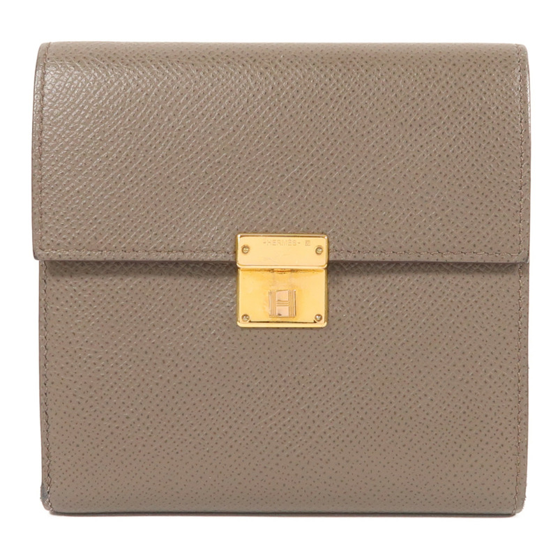 HERMES Epsom皮革Clic Wallet金扣錢包Etain-0