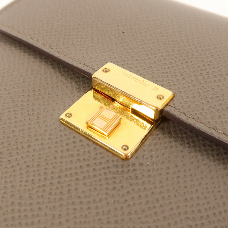 HERMES Epsom皮革Clic Wallet金扣錢包Etain-9