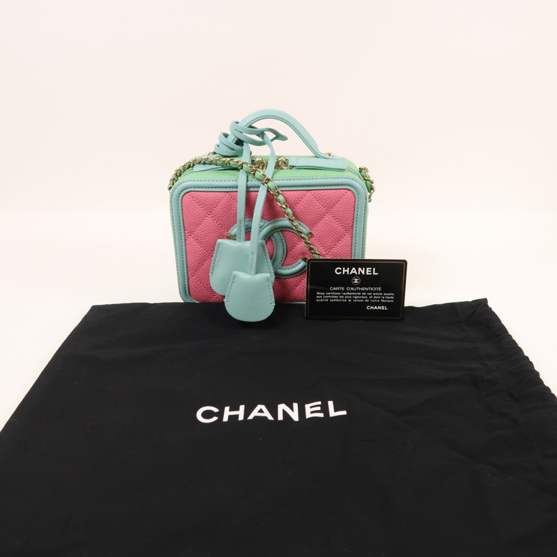 CHANEL 牛皮皮革Vanity Case金扣手挽肩背兩用袋-9