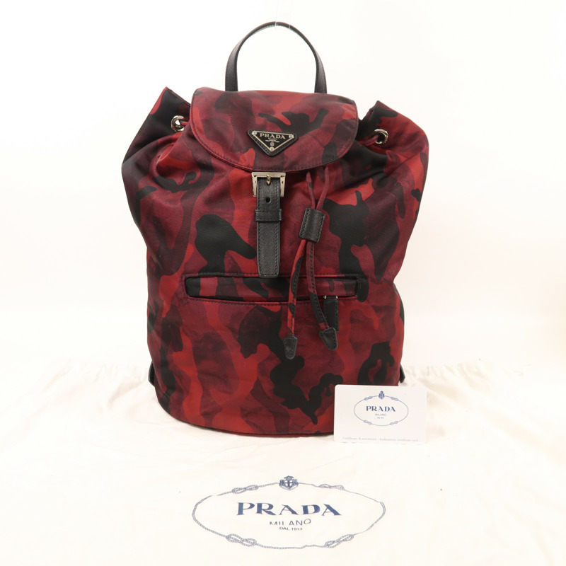PRADA 尼龍Backpack銀扣背包-9