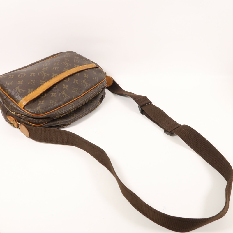 LOUIS VUITTON Monogram Reporter PM金扣肩背袋棕色-8