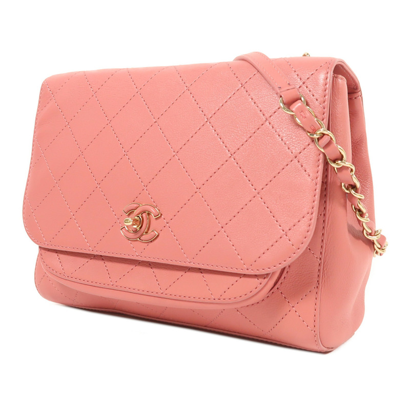 CHANEL 牛皮皮革Chain Shoulder金扣鏈帶肩背袋-2