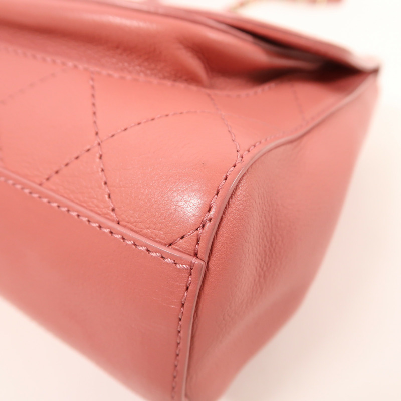 CHANEL 牛皮皮革Chain Shoulder金扣鏈帶肩背袋-11