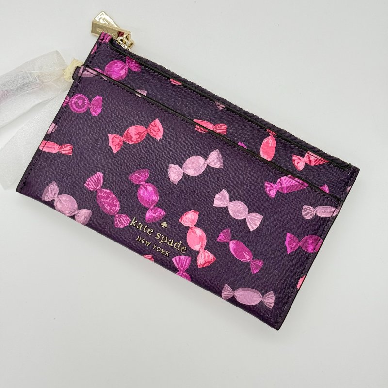 KATE SPADE 糖果印花 皮革 手拿包 護照包 多卡位 大容量 (適合旅遊使用)-0