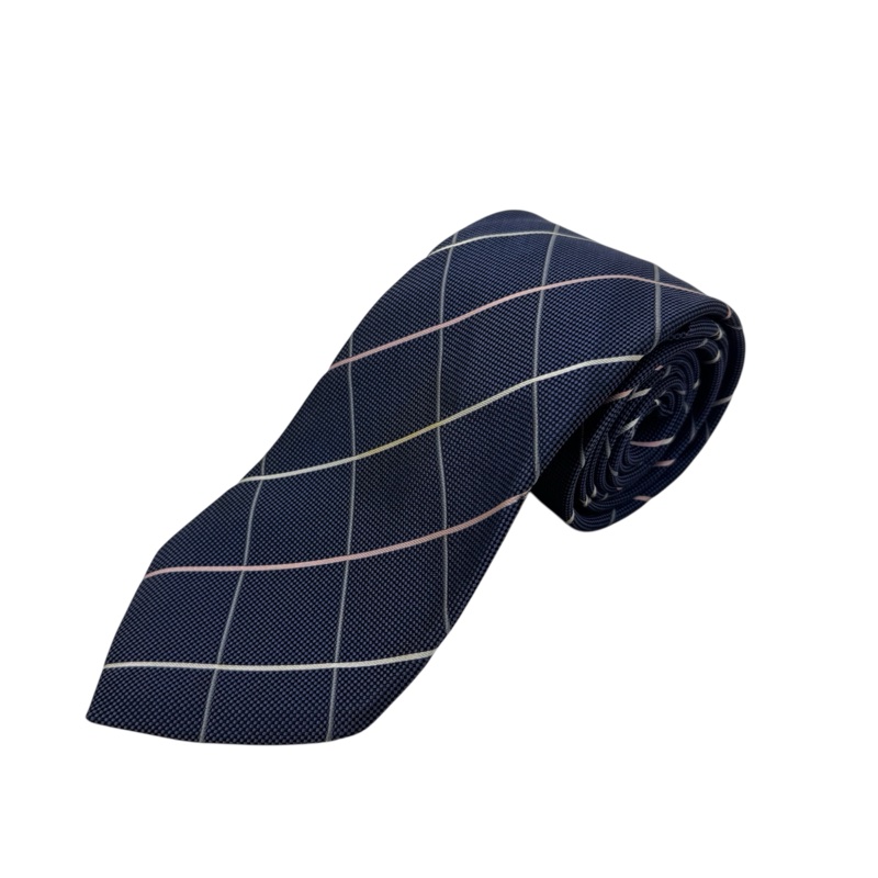Burberry 藍格紋 領帶 領結 絲綢(中古)-0