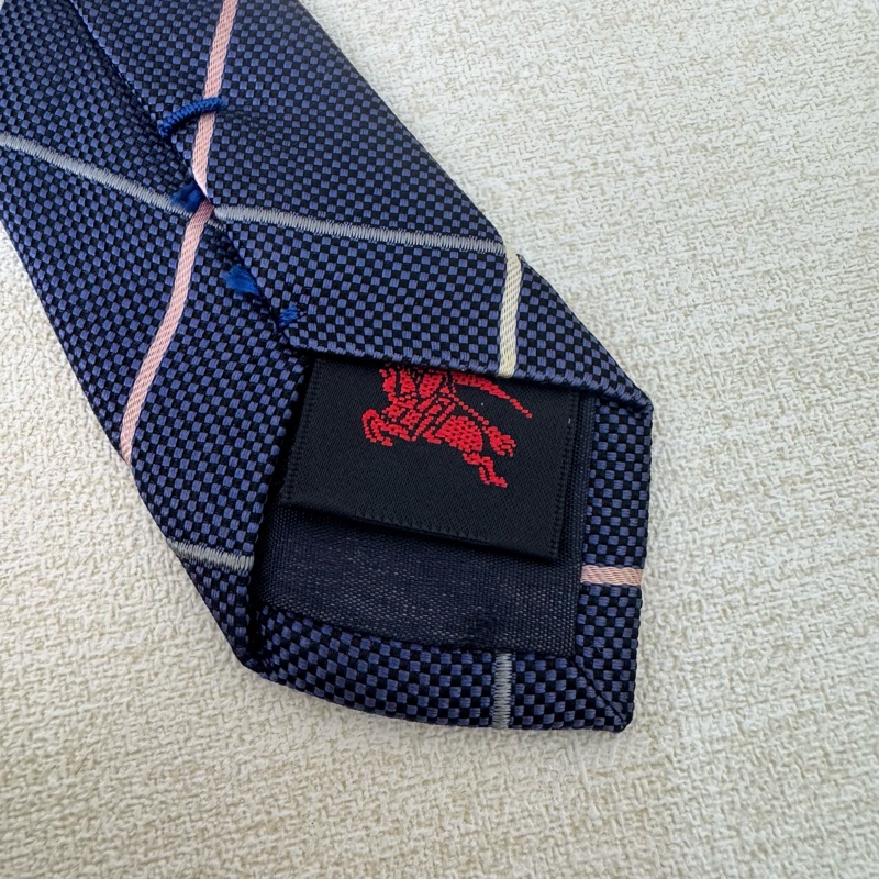 Burberry 藍格紋 領帶 領結 絲綢(中古)-3