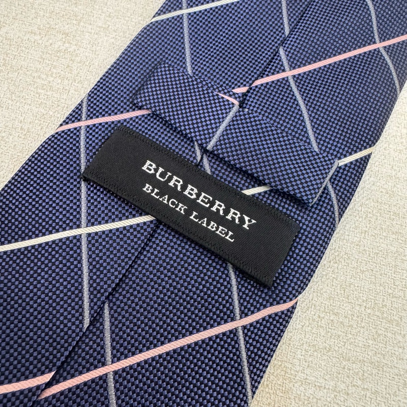 Burberry 藍格紋 領帶 領結 絲綢(中古)-4