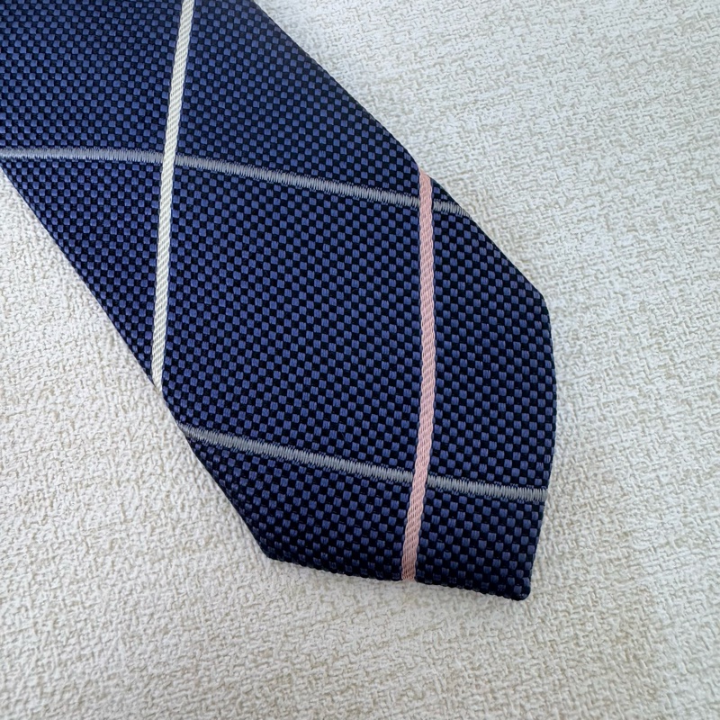 Burberry 藍格紋 領帶 領結 絲綢(中古)-7