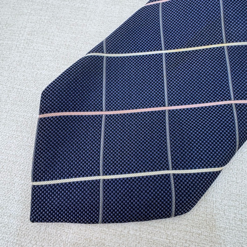 Burberry 藍格紋 領帶 領結 絲綢(中古)-8