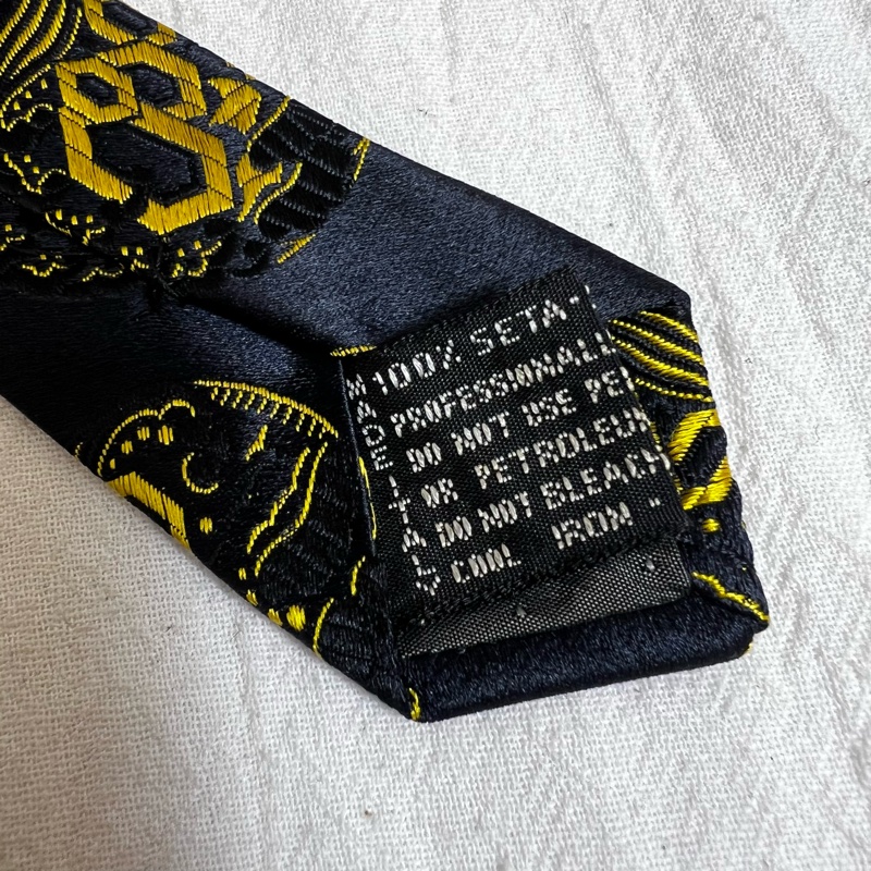 Versace 深藍幾何圖形波浪狀領帶(中古)-2
