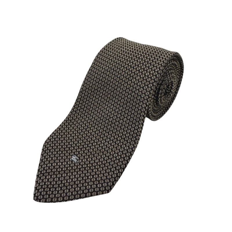 Burberry 棕紅 網格小刺繡 領帶 領結 （中古）-0