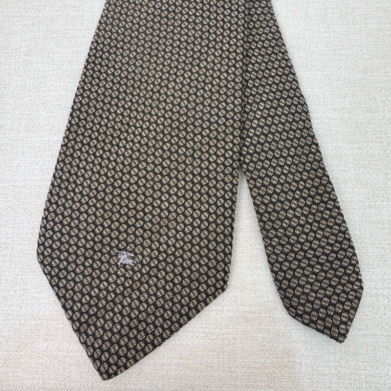 Burberry 棕紅 網格小刺繡 領帶 領結 （中古）-1