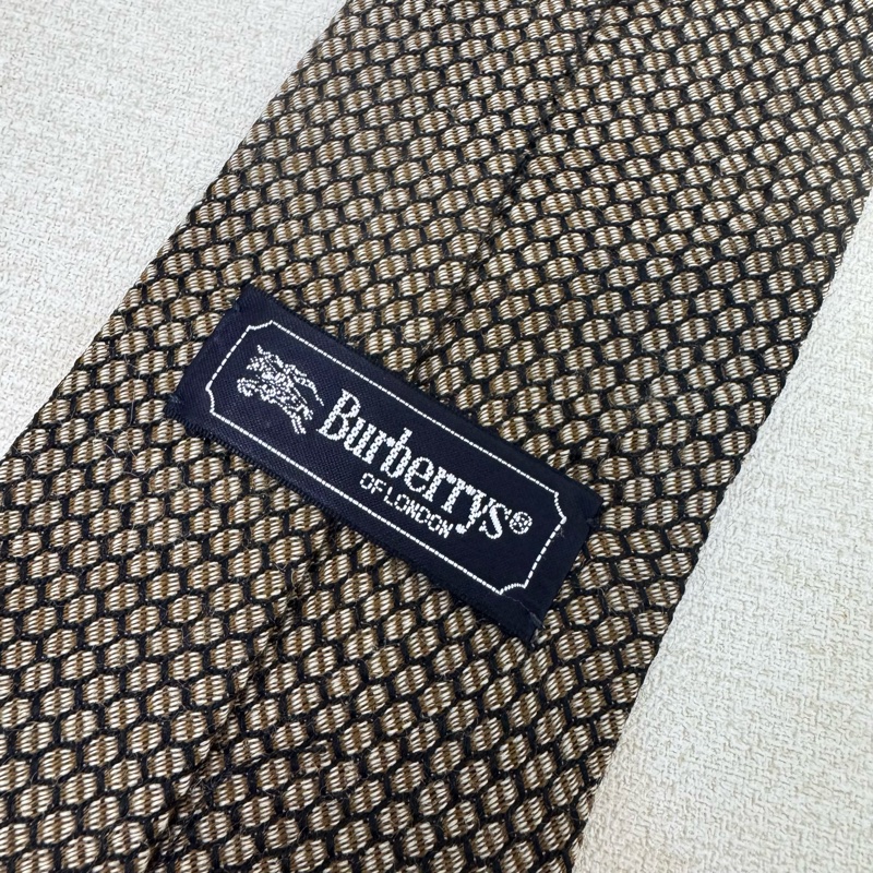 Burberry 棕紅 網格小刺繡 領帶 領結 （中古）-3