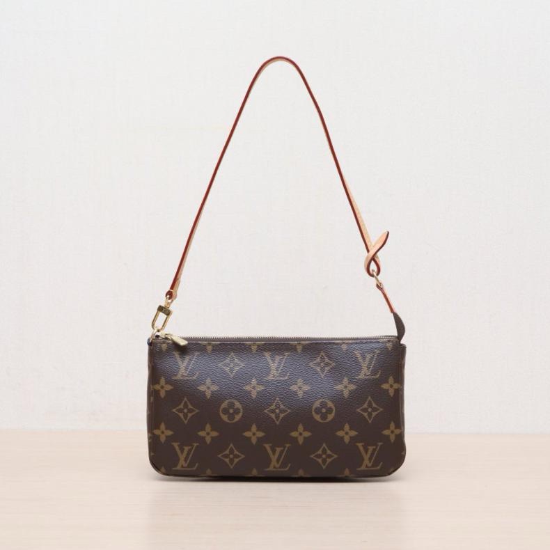 LOUIS VUITTON(路易威登) Pochette Accessoires 大麻將包 老花 PVC 金扣 晶片-0