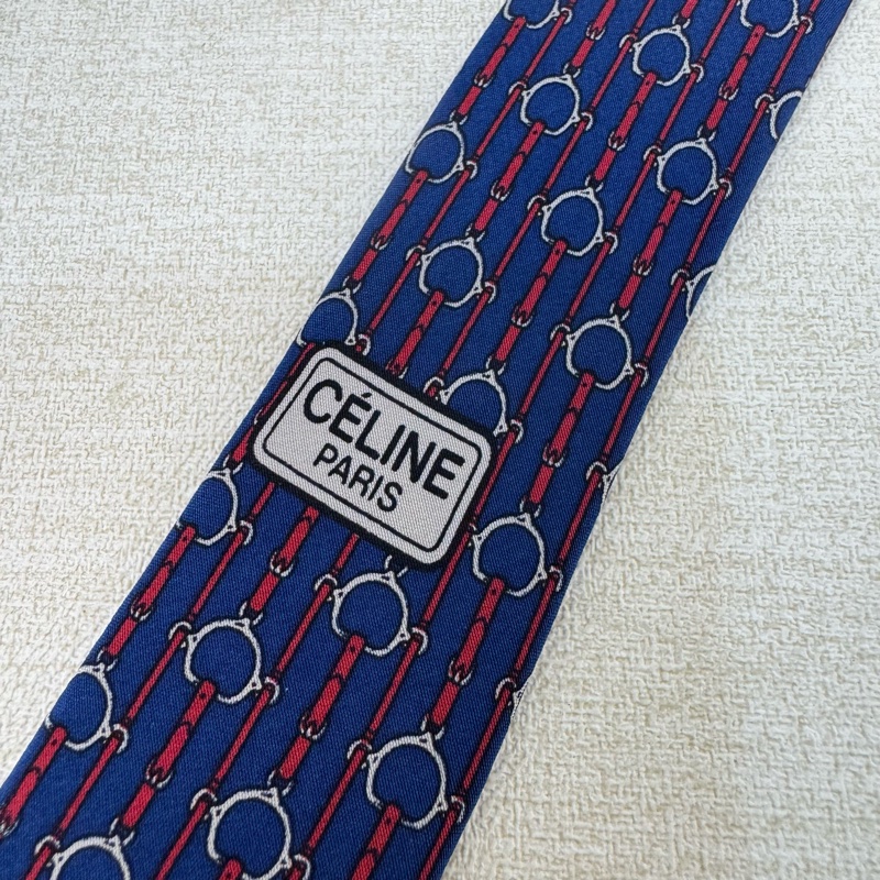 CELINE 藍 領帶 領結 絲綢(中古)-6