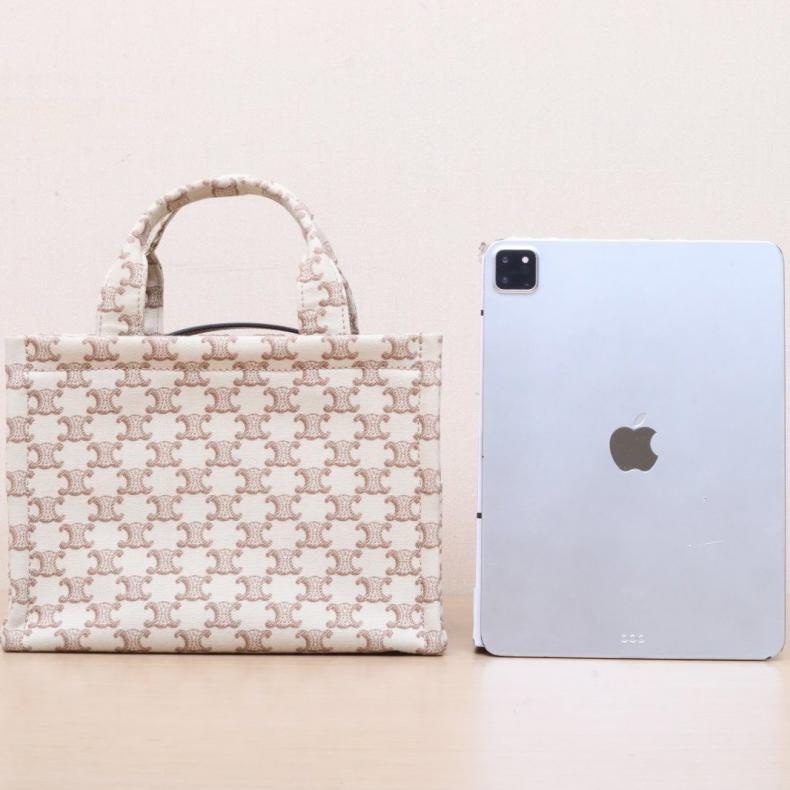 CELINE(思琳) 拼色 帆布 金扣 Thais 小號老花凱旋門 手提tote包 斜挎包-2