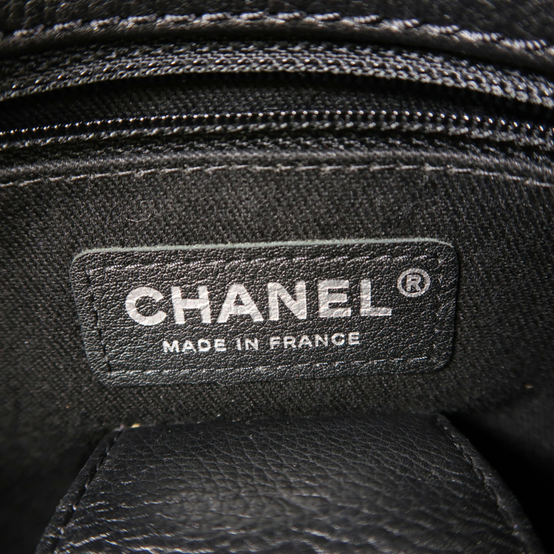 CHANEL 牛皮皮革Chain Shoulder銀扣鏈帶肩背袋-5