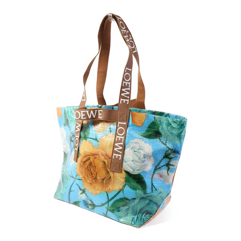LOEWE 塗層帆布Fold Shopper Sky Blue銀扣手挽袋-2