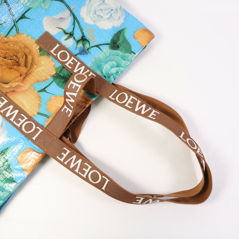 LOEWE 塗層帆布Fold Shopper Sky Blue銀扣手挽袋-7