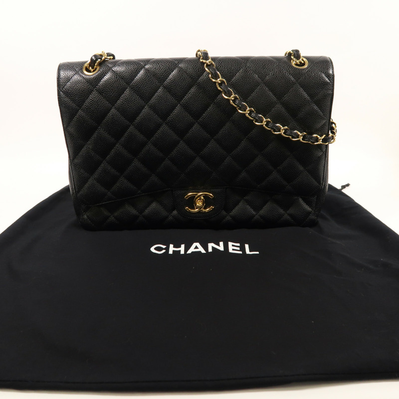CHANEL 牛皮皮革Maxi Classic金扣鏈帶肩背袋-9