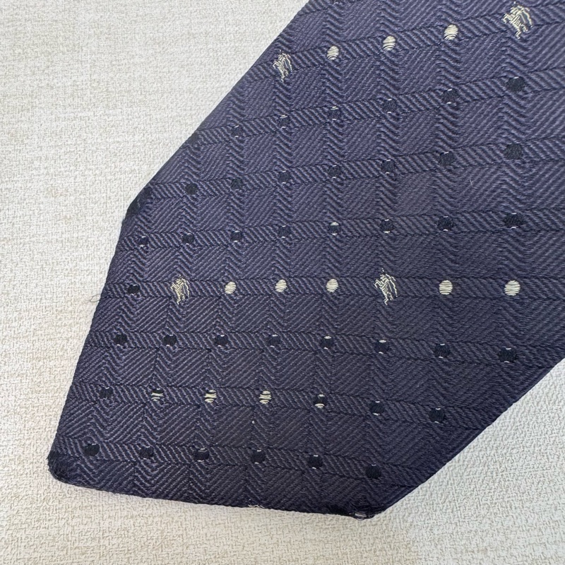 Burberry 藍 點點小logo 領帶 領結 絲綢（中古）-3
