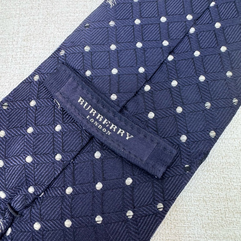 Burberry 藍 點點小logo 領帶 領結 絲綢（中古）-6
