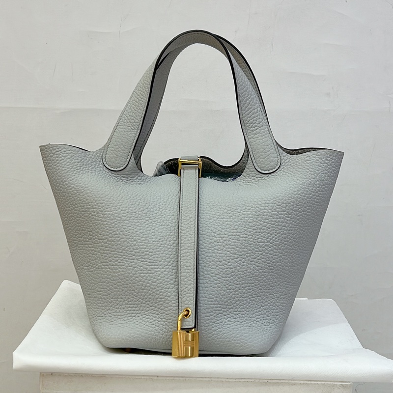 HERMES聖杯藍牛皮金釦picotin 18cm-0