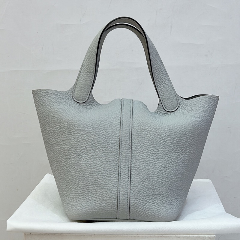 HERMES聖杯藍牛皮金釦picotin 18cm-1