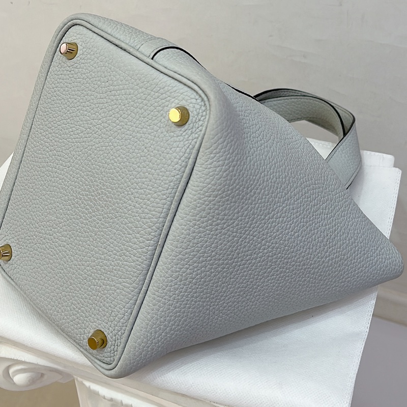 HERMES聖杯藍牛皮金釦picotin 18cm-4