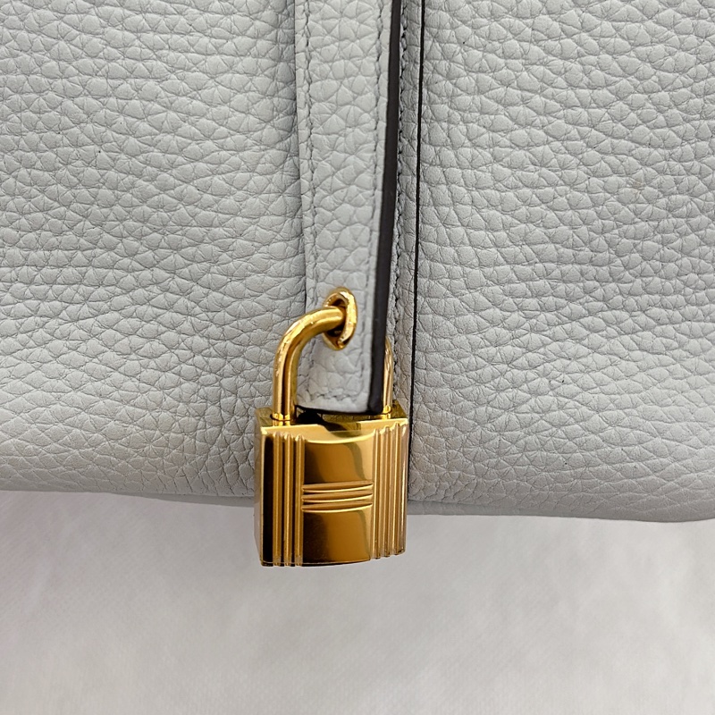 HERMES聖杯藍牛皮金釦picotin 18cm-7