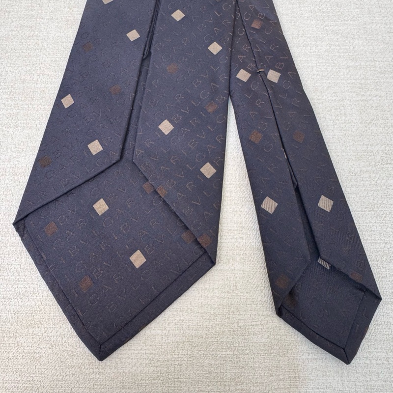 BVLGARI 藍字母logo 領帶 領結 絲綢(中古)-3