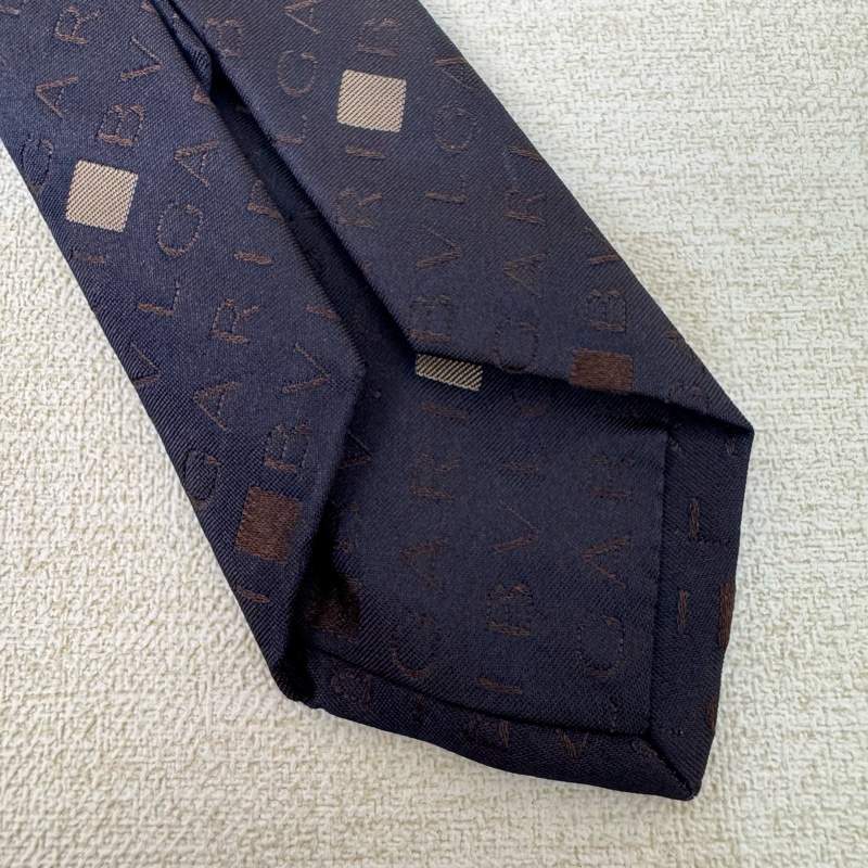 BVLGARI 藍字母logo 領帶 領結 絲綢(中古)-5