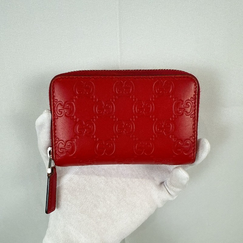 莉亞精品♡Gucci 壓紋卡夾零錢包 紅 二手美包-2