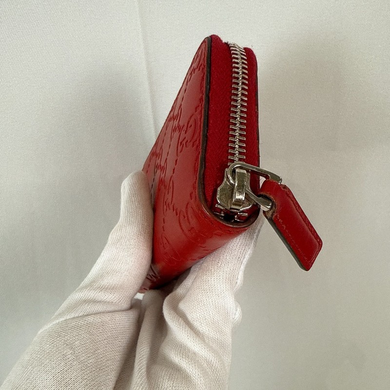 莉亞精品♡Gucci 壓紋卡夾零錢包 紅 二手美包-8
