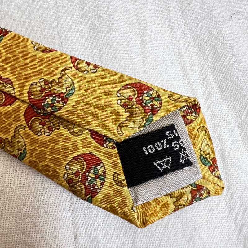 Salvatore Ferragamo 黃色大象領帶（中古）-3