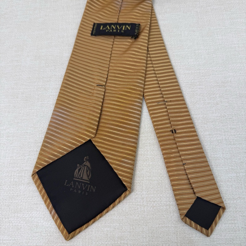 LANVIN 黃條紋 領帶 領結 絲綢（中古）-2