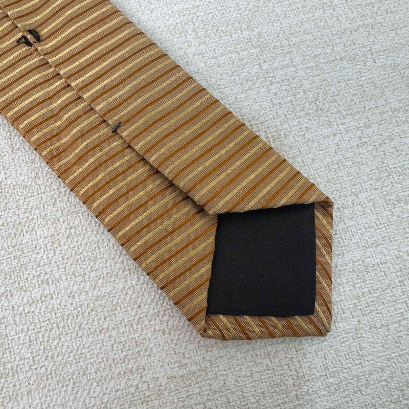 LANVIN 黃條紋 領帶 領結 絲綢（中古）-4