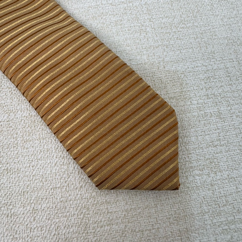 LANVIN 黃條紋 領帶 領結 絲綢（中古）-6