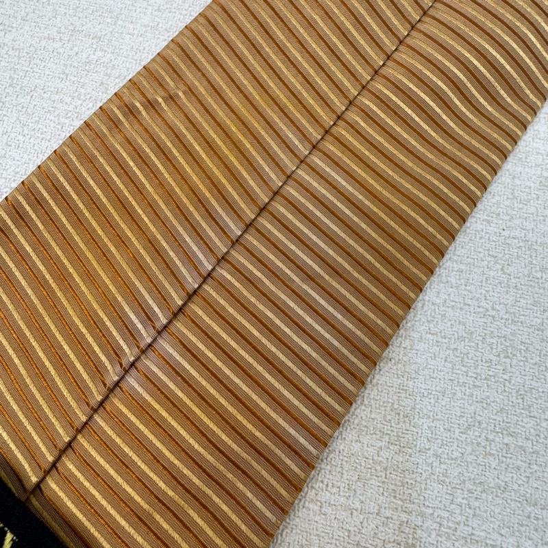 LANVIN 黃條紋 領帶 領結 絲綢（中古）-8