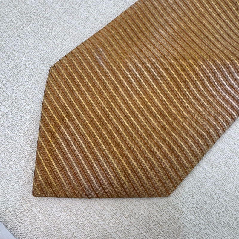 LANVIN 黃條紋 領帶 領結 絲綢（中古）-10