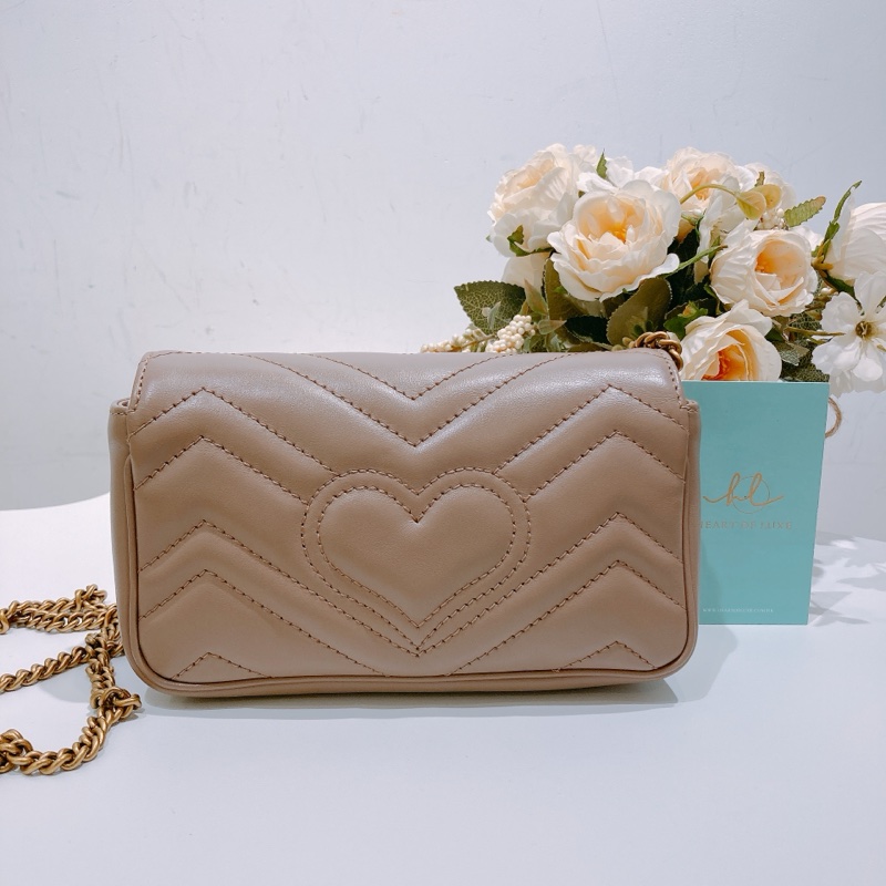 TW4423 GUCCI 古馳迷你經典GG字鍊帶包包MINI GG MARMONT CHAIN BAG CALFSKIN-2