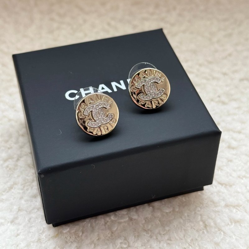 香奈兒 Chanel 25A 鑲鑽金幣耳環-0