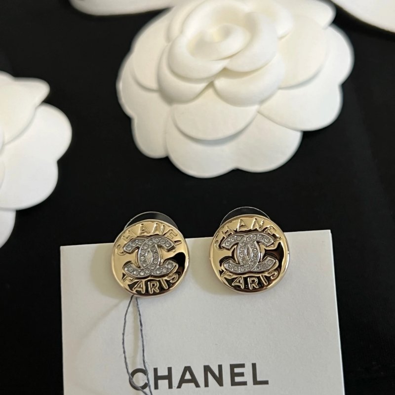 香奈兒 Chanel 25A 鑲鑽金幣耳環-4