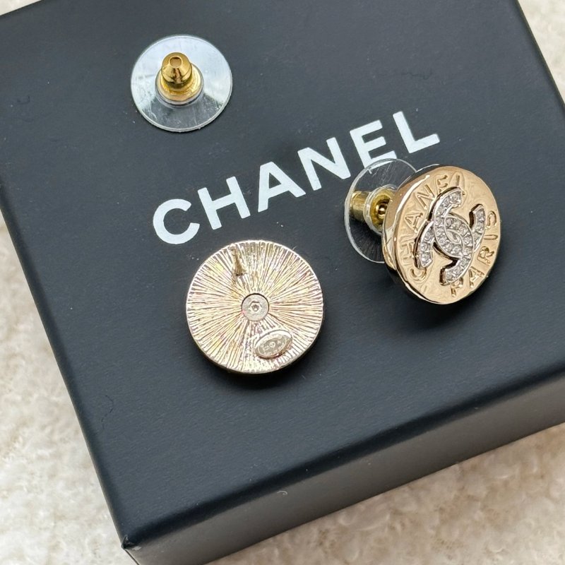 香奈兒 Chanel 25A 鑲鑽金幣耳環-6