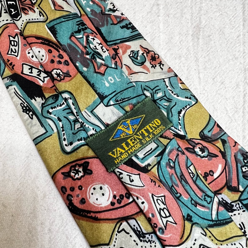 Valentino 復古電話領帶（中古）-1