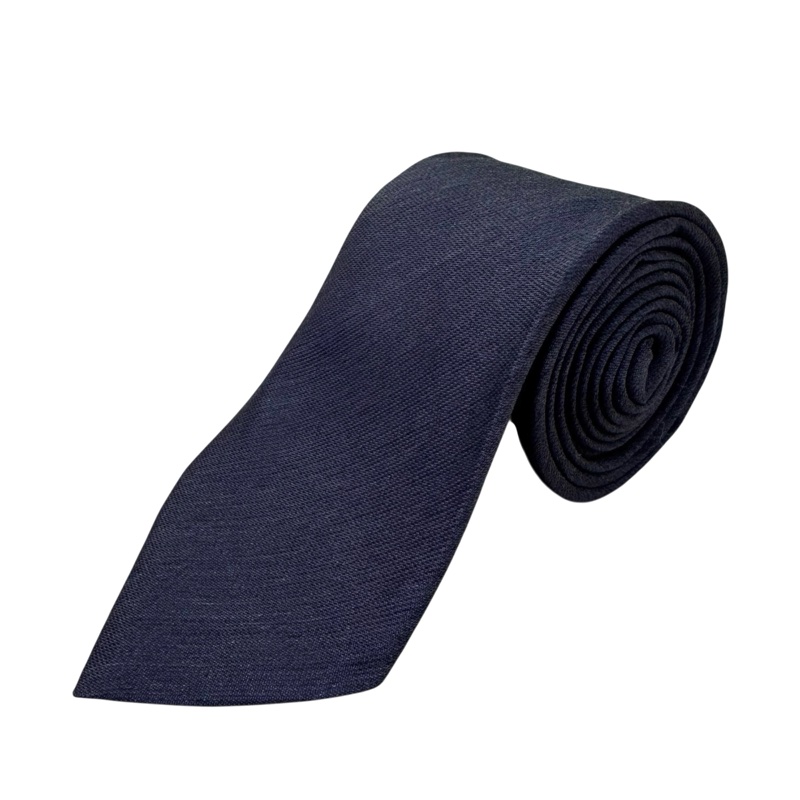 Armani 藍素面 領帶 領結 絲綢（中古）-0