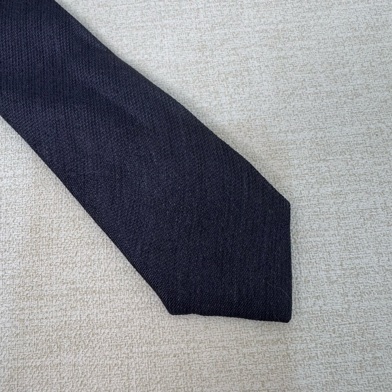 Armani 藍素面 領帶 領結 絲綢（中古）-4