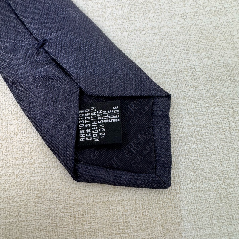 Armani 藍素面 領帶 領結 絲綢（中古）-6