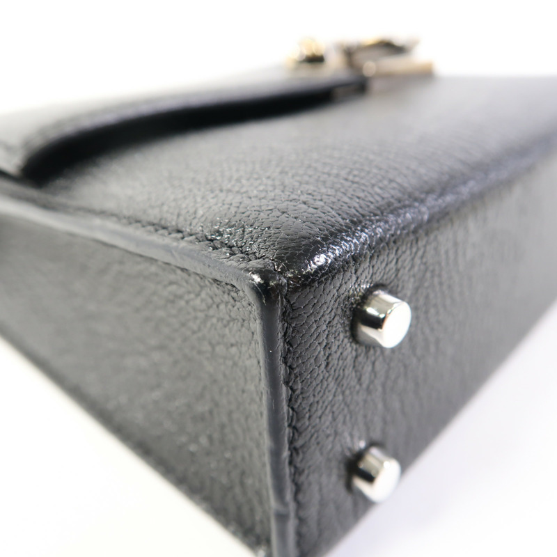 HERMES Chevre皮革Mini Verrou銀扣鏈帶肩背袋-9
