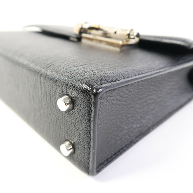 HERMES Chevre皮革Mini Verrou銀扣鏈帶肩背袋-10